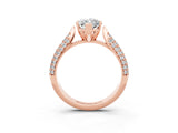 Rose gold Marquise Cut Diamond Solitaire Engagement Ring with Pavé Band and Four-Prong Setting_3