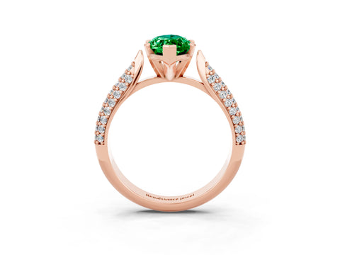 Rose gold Marquise Cut Diamond Solitaire Engagement Ring with Pavé Band and Four-Prong Setting_3