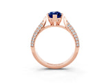 Rose gold Marquise Cut Diamond Solitaire Engagement Ring with Pavé Band and Four-Prong Setting_3