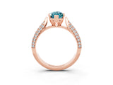 Rose gold Marquise Cut Diamond Solitaire Engagement Ring with Pavé Band and Four-Prong Setting_3