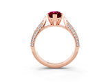 Rose gold Marquise Cut Diamond Solitaire Engagement Ring with Pavé Band and Four-Prong Setting_3