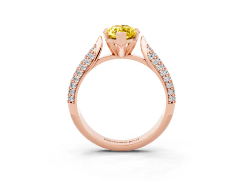 Rose gold Marquise Cut Diamond Solitaire Engagement Ring with Pavé Band and Four-Prong Setting_3