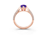 Rose gold Marquise Cut Diamond Solitaire Engagement Ring with Pavé Band and Four-Prong Setting_3