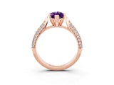 Rose gold Marquise Cut Diamond Solitaire Engagement Ring with Pavé Band and Four-Prong Setting_3