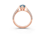 Rose gold Marquise Cut Diamond Solitaire Engagement Ring with Pavé Band and Four-Prong Setting_3