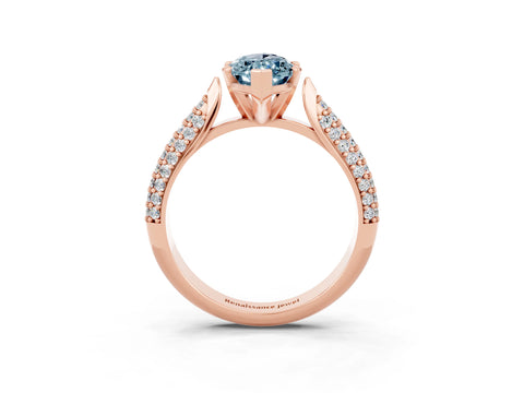 Rose gold Marquise Cut Diamond Solitaire Engagement Ring with Pavé Band and Four-Prong Setting_3