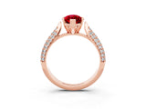 Rose gold Marquise Cut Diamond Solitaire Engagement Ring with Pavé Band and Four-Prong Setting_3