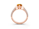 Rose gold Marquise Cut Diamond Solitaire Engagement Ring with Pavé Band and Four-Prong Setting_3