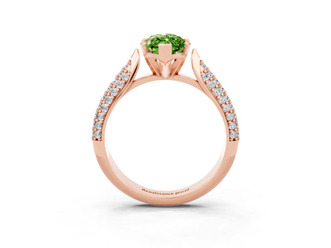 Rose gold Marquise Cut Diamond Solitaire Engagement Ring with Pavé Band and Four-Prong Setting_3