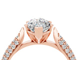 Rose gold Marquise Cut Diamond Solitaire Engagement Ring with Pavé Band and Four-Prong Setting_4