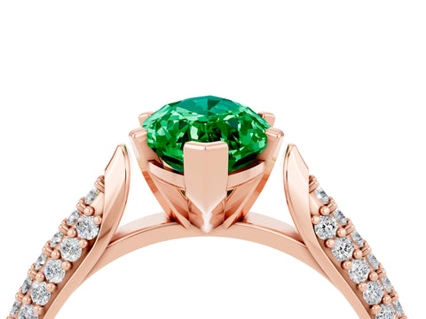 Rose gold Marquise Cut Diamond Solitaire Engagement Ring with Pavé Band and Four-Prong Setting_4