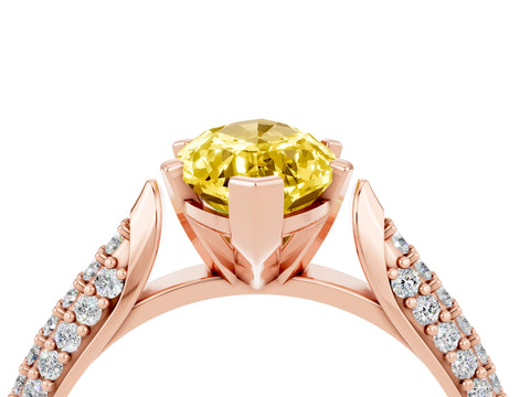 Rose gold Marquise Cut Diamond Solitaire Engagement Ring with Pavé Band and Four-Prong Setting_4