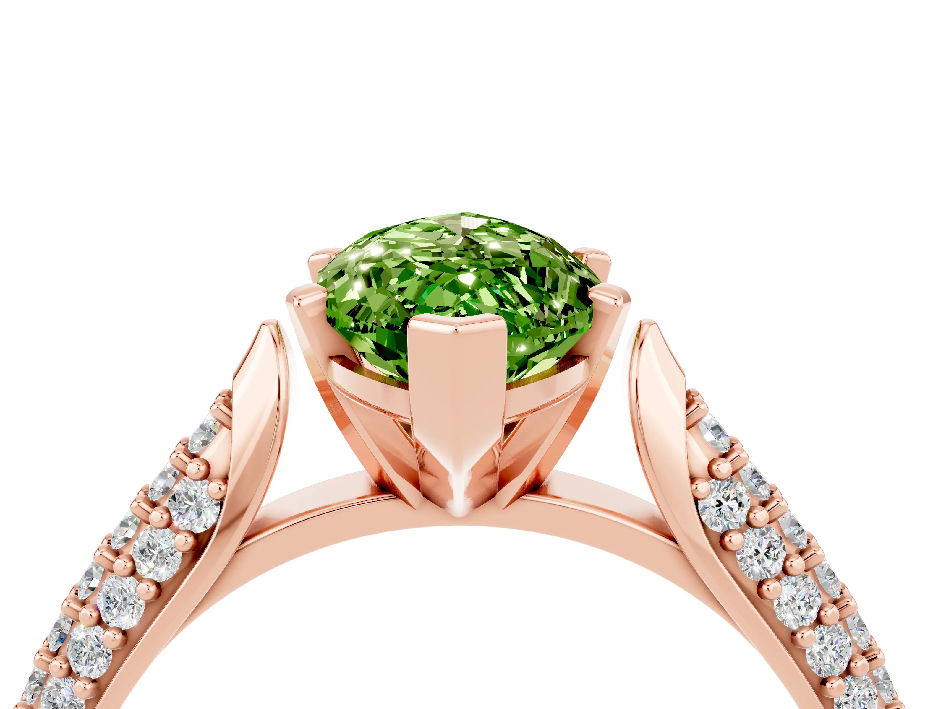 Rose gold Marquise Cut Diamond Solitaire Engagement Ring with Pavé Band and Four-Prong Setting_4