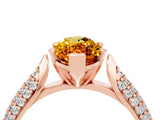 Rose gold Marquise Cut Diamond Solitaire Engagement Ring with Pavé Band and Four-Prong Setting_4
