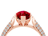 Rose gold Marquise Cut Diamond Solitaire Engagement Ring with Pavé Band and Four-Prong Setting_4