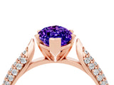 Rose gold Marquise Cut Diamond Solitaire Engagement Ring with Pavé Band and Four-Prong Setting_4