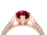 Rose gold Marquise Cut Diamond Solitaire Engagement Ring with Pavé Band and Four-Prong Setting_4
