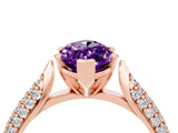 Rose gold Marquise Cut Diamond Solitaire Engagement Ring with Pavé Band and Four-Prong Setting_4