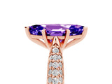 Rose gold Marquise Cut Diamond Solitaire Engagement Ring with Pavé Band and Four-Prong Setting_5