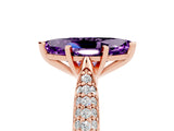 Rose gold Marquise Cut Diamond Solitaire Engagement Ring with Pavé Band and Four-Prong Setting_5