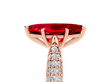Rose gold Marquise Cut Diamond Solitaire Engagement Ring with Pavé Band and Four-Prong Setting_5
