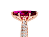 Rose gold Marquise Cut Diamond Solitaire Engagement Ring with Pavé Band and Four-Prong Setting_5