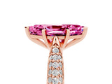 Rose gold Marquise Cut Diamond Solitaire Engagement Ring with Pavé Band and Four-Prong Setting_5