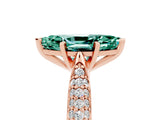 Rose gold Marquise Cut Diamond Solitaire Engagement Ring with Pavé Band and Four-Prong Setting_5
