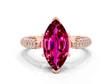 Rose gold Marquise Cut Diamond Solitaire Engagement Ring with Pavé Band and Four-Prong Setting