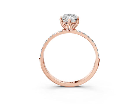 Rose gold Marquise Cut Diamond Solitaire Engagement Ring with Round with Moissanite side stone Pavé Band and Prong Setting_3