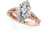 Rose gold Marquise Cut Diamond Solitaire Engagement Ring with Twisted Pavé Band and Four-Prong Setting_75