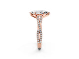 Rose gold Marquise Cut Diamond Solitaire Engagement Ring with Twisted Pavé Band and Four-Prong Setting_76
