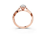 Rose gold Marquise Cut Diamond Solitaire Engagement Ring with Twisted Pavé Band and Four-Prong Setting_77