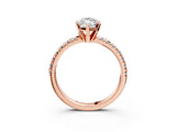 Rose gold Marquise Cut Diamond Solitaire Pavé Engagement Ring with Round Band and Prong Setting_17