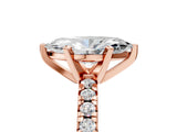 Rose gold Marquise Cut Diamond Solitaire Pavé Engagement Ring with Round Band and Prong Setting_19