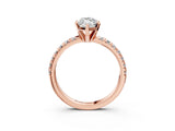 Rose gold Marquise Cut Diamond Solitaire Pavé Engagement Ring with Round Band and Prong Setting_53