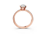 Rose gold Marquise Cut Diamond Solitaire Pavé Engagement Ring with Round Band and Prong Setting_89