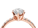 Rose gold Marquise Cut Diamond Solitaire Pavé Engagement Ring with Round Band and Prong Setting_90