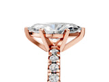 Rose gold Marquise Cut Diamond Solitaire Pavé Engagement Ring with Round Band and Prong Setting_91