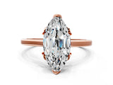 Rose gold Marquise Cut Diamond Solitaire Ring with Flower Prong Setting and Classic Band_172