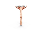 Rose gold Marquise Cut Diamond Solitaire Ring with Flower Prong Setting and Classic Band_174