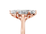 Rose gold Marquise Cut Diamond Solitaire Ring with Flower Prong Setting and Classic Band_177