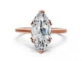 Rose gold Marquise Cut Diamond Solitaire Ring with Flower Prong Setting and Classic Band_36