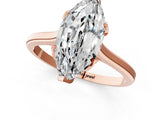 Rose gold Marquise Cut Diamond Solitaire Ring with Flower Prong Setting and Classic Band_37