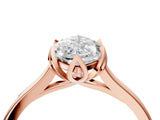 Rose gold Marquise Cut Diamond Solitaire Ring with Flower Prong Setting and Classic Band_40