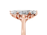 Rose gold Marquise Cut Diamond Solitaire Ring with Flower Prong Setting and Classic Band_41