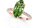 Rose gold Marquise Cut Diamond Solitaire Ring with Four-Prong Setting and Pavé Band_1