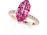 Rose gold Marquise Cut Diamond Solitaire Ring with Four-Prong Setting and Pavé Band_1