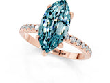 Rose gold Marquise Cut Diamond Solitaire Ring with Four-Prong Setting and Pavé Band_1