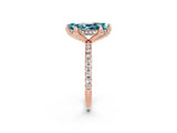 Rose gold Marquise Cut Diamond Solitaire Ring with Four-Prong Setting and Pavé Band_2